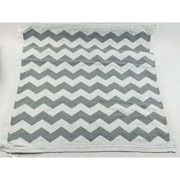 Pottery Barn Kids Gray White Chevron Zig Zag Baby Blanket Cotton Knit Grey 30x40 - Picture 3 of 12